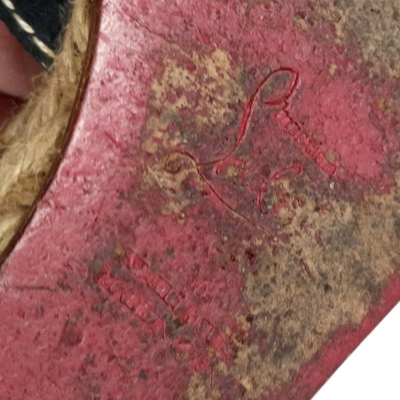 Christian Louboutin Espadrilles Black Wedge Sandals Platform Heels Size 6 - Picture 8 of 9